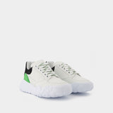 New Court Sneaker in White/Black/Green Leather