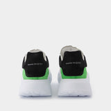 New Court Sneaker in White/Black/Green Leather