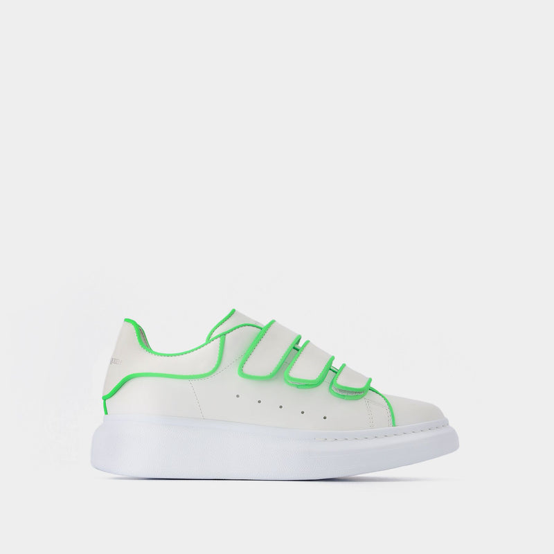 Oversize Sneakers in White/Green Leather