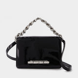 Four Ring Mini Chain Bag in Black Patent Leather