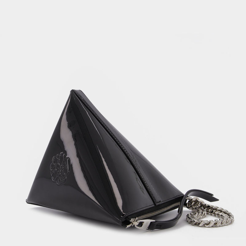 The Curve Pouch in Black Patent Leather