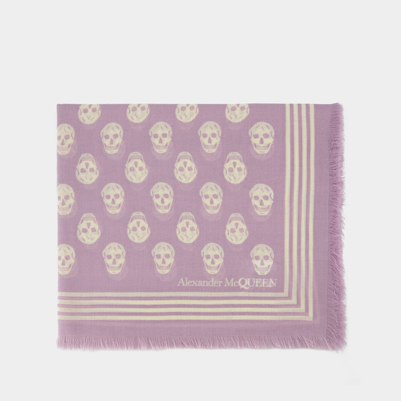 Ca Biker 120X140 Scarf - Alexander Mcqueen -  Lilac/White - Wool