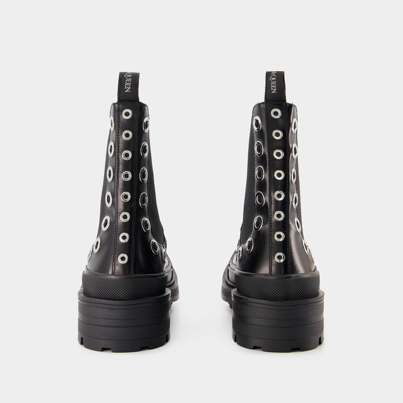 Tread Slick Ankle Boots - Alexander Mcqueen - Black/White - Leather