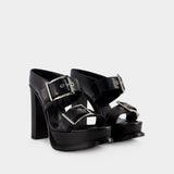 Leath S.Leath Sandals - Alexander McQueen - Leather - Black/Silver