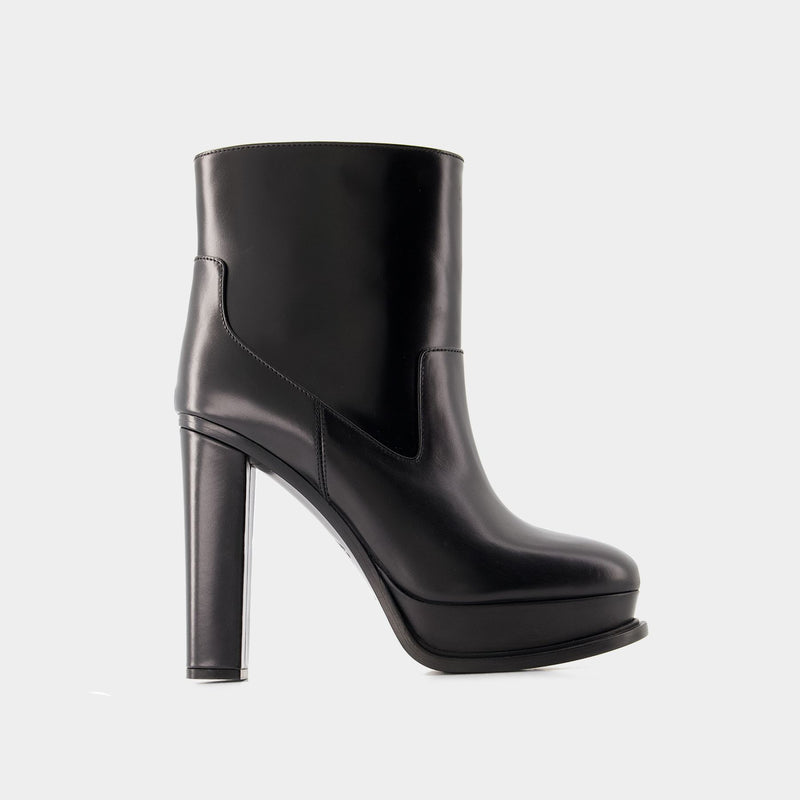 120 Mm Ankle Boots - Alexander Mcqueen - Leather - Black