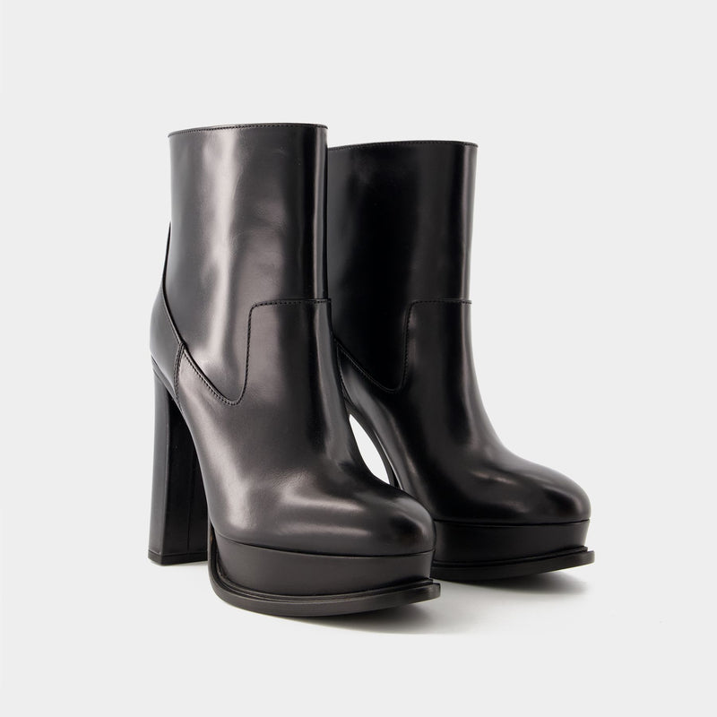 120 Mm Ankle Boots - Alexander Mcqueen - Leather - Black