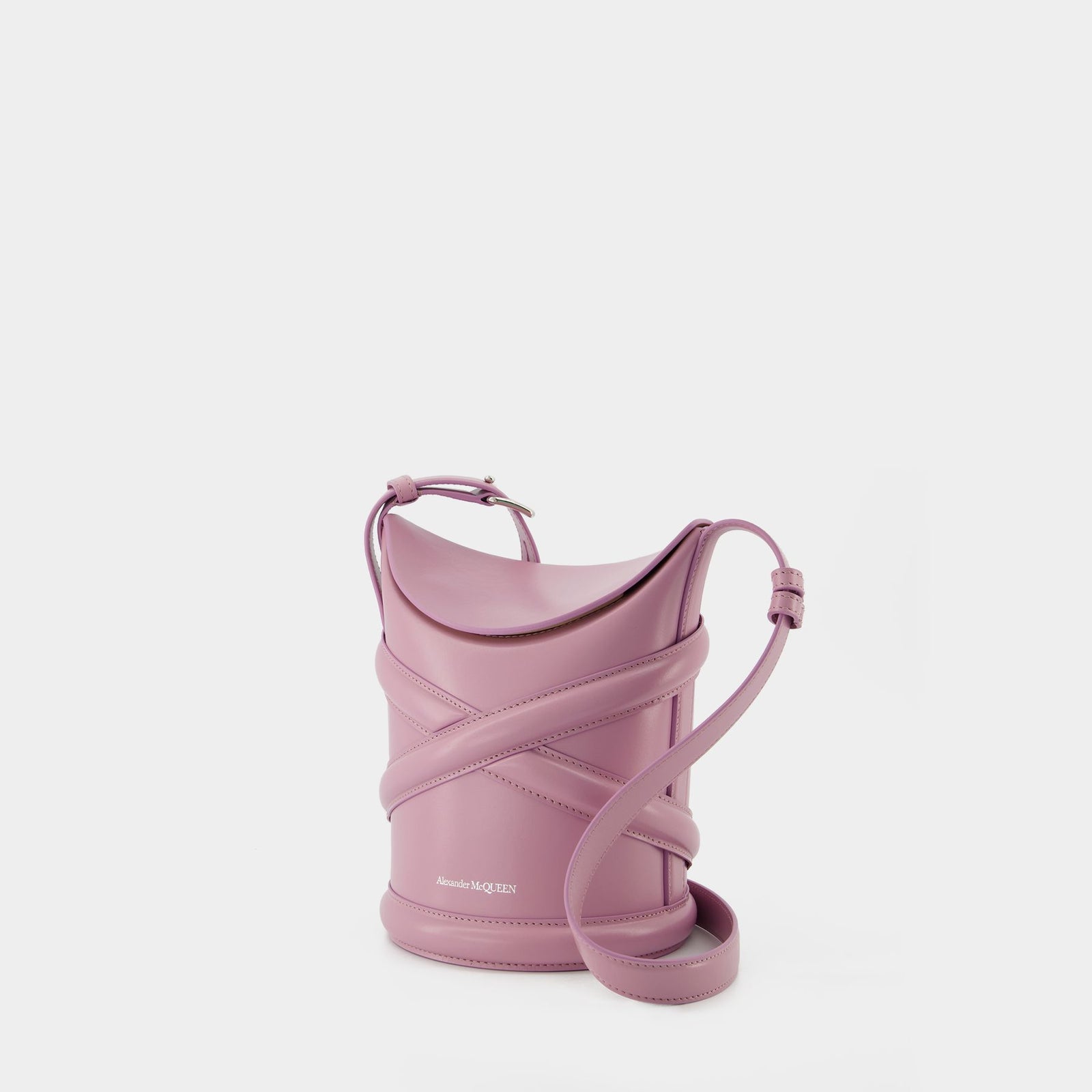 ショルダーバッグ・ポシェット ALEXANDER MCQUEEN PASTEL PINK LEATHER THE RISE BUCKET BAG Alexander McQueen Pastel Pink Leather The Rise Bucket Bag