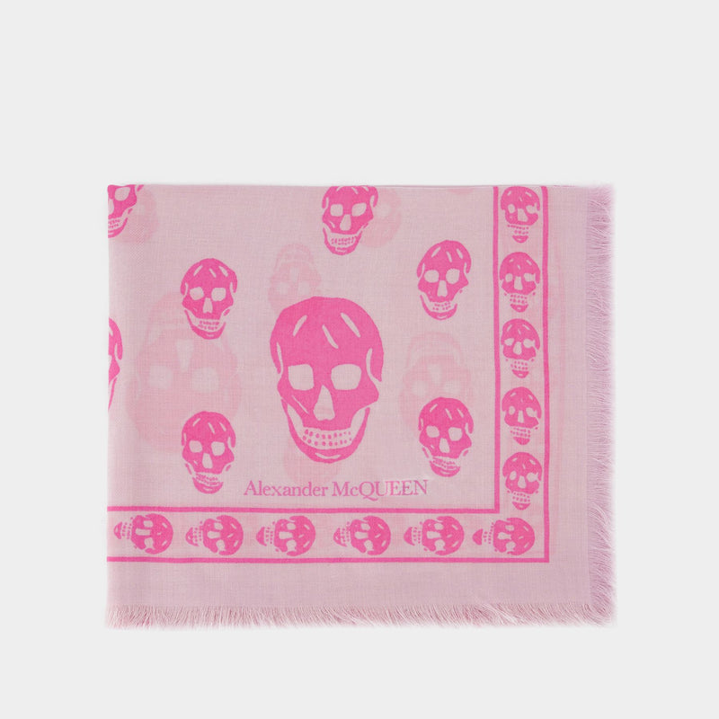 Ca Skull 104X120 Scarf - Alexander Mcqueen -  Pink - Wool