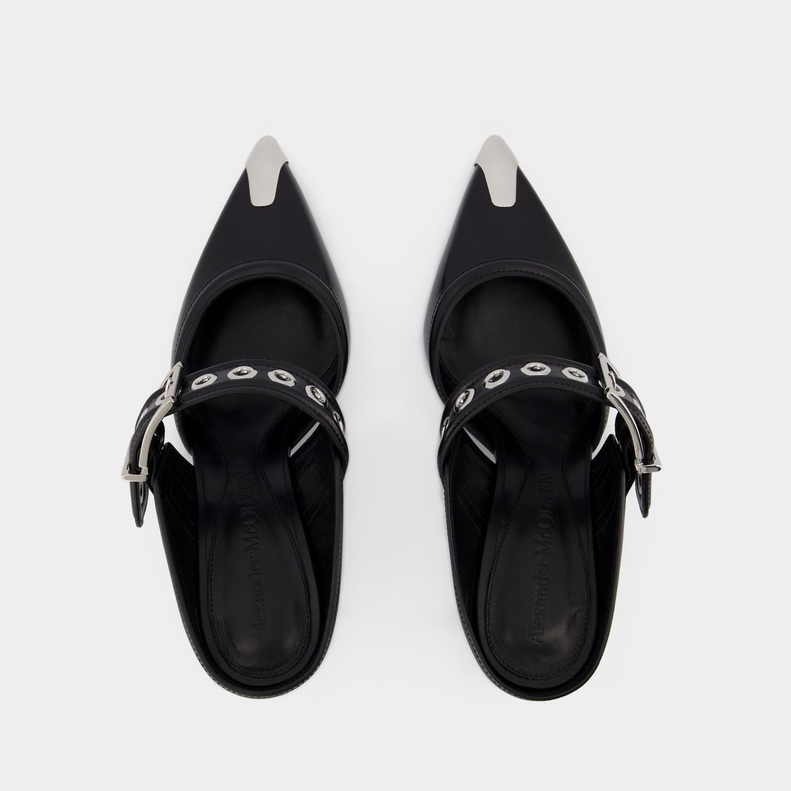 サンダル・ミュール Oversized Sandals - Alexander Mcqueen - Black/Silver - Leath Oversized Sandals - Alexander Mcqueen - Black/Silver - Leather