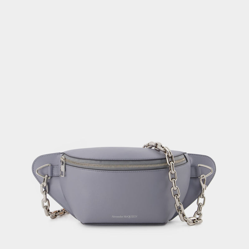 Biker Bumbag Belt Bag Alexander Mcqueen Dove Grey Leather