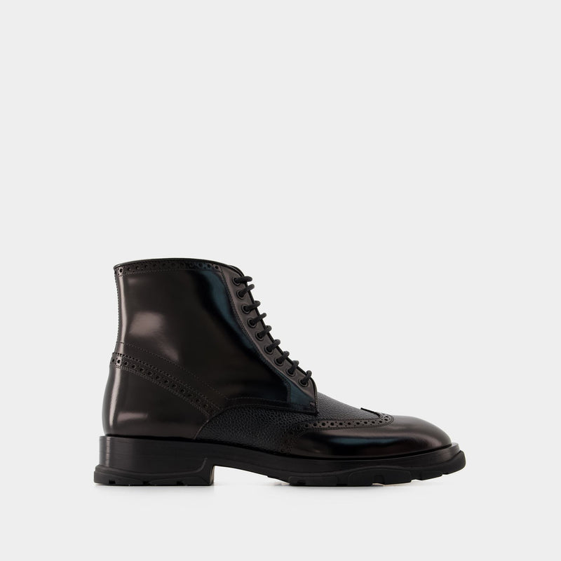 Laced Ankle Boots - Alexander Mcqueen - Leather - Black