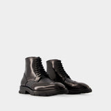 Laced Ankle Boots - Alexander Mcqueen - Leather - Black