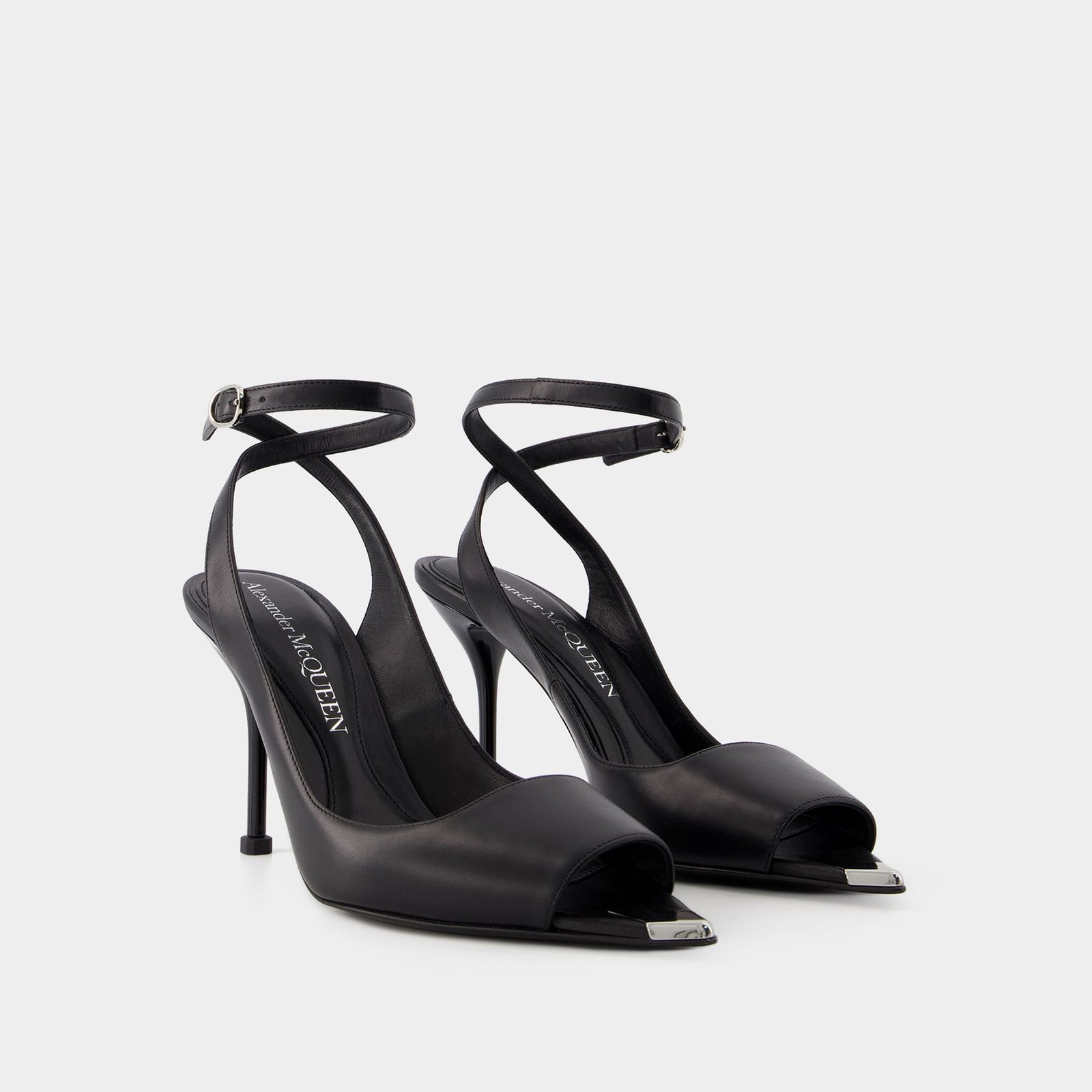 【関税込み】Punk Sandals - Alexander Mcqueen - Leather - Bla Punk Sandals - Alexander Mcqueen - Leather - Black/Silver