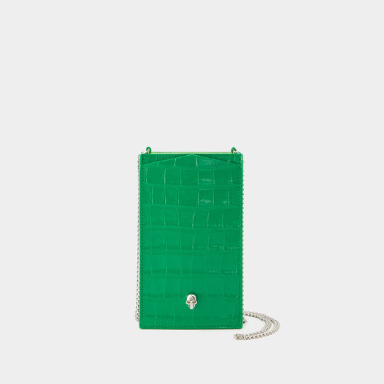 Phone Holder with Chain - Alexander Mcqueen - Leather - Green