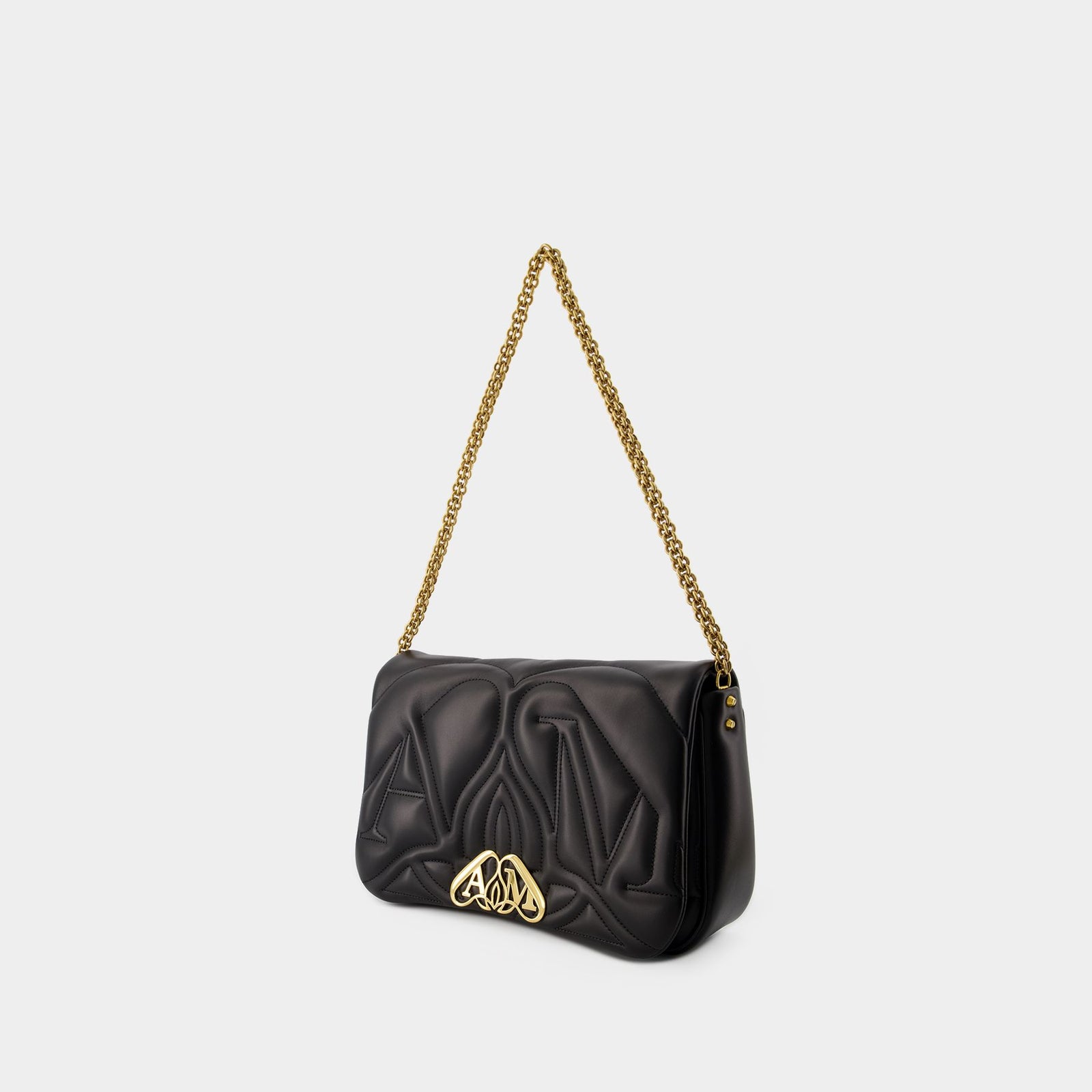【ALEXANDERMCQUEEN】The Seal Bagチェーンショルダーバックロゴ The Seal Crossbody Bag - Alexander McQueen - Leather - Black