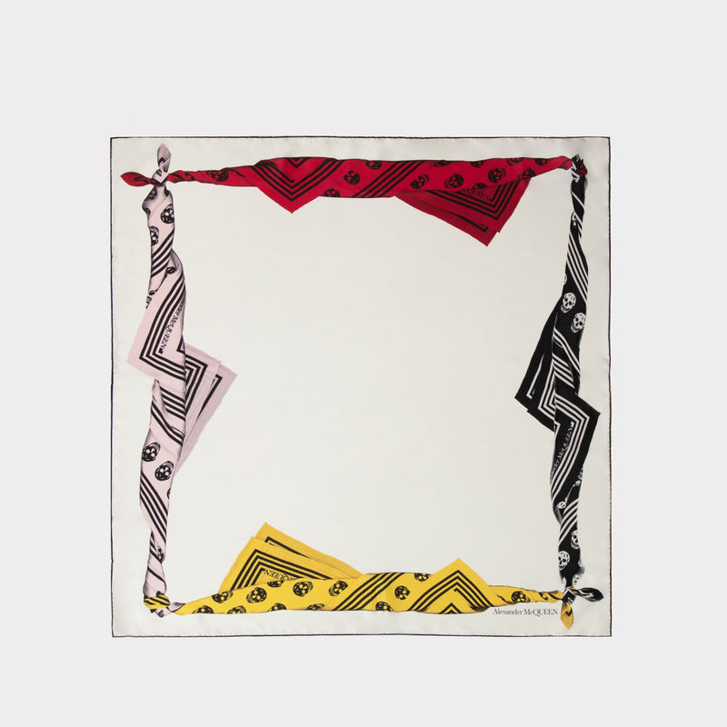 Knot Biker Scarf - Alexander McQueen - Twill - White/Multi
