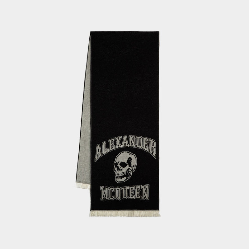 Varsity Logo Skul Scarf - Alexander Mcqueen - Wool - Black/Ivory