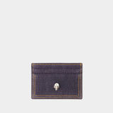 Skull Card Holder - Alexander Mcqueen - Leather - Denim