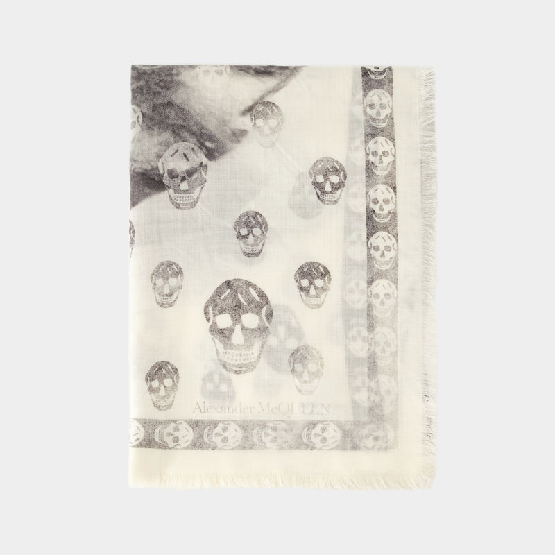 Skull Orchid Scarf - Alexander Mcqueen - Wool - Ivory/Black