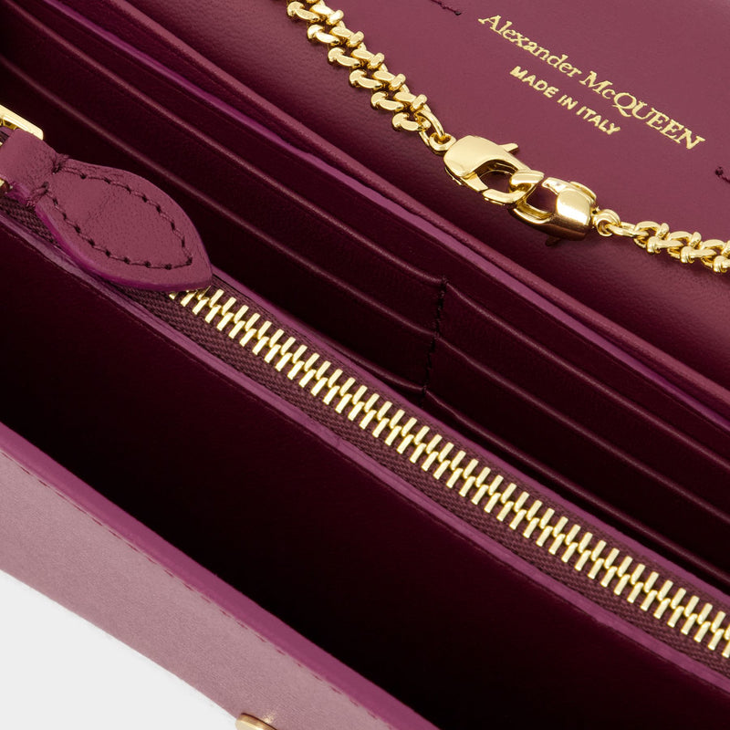 Wallet On Chain - Alexander Mcqueen - Leather - Burgundy