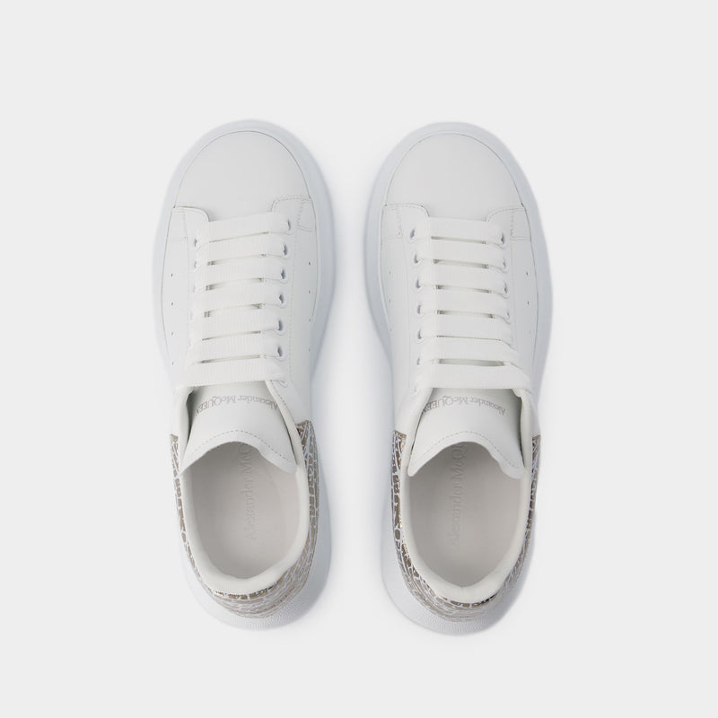 Oversized Sneakers - Alexander McQueen - Leather - White/Argenté