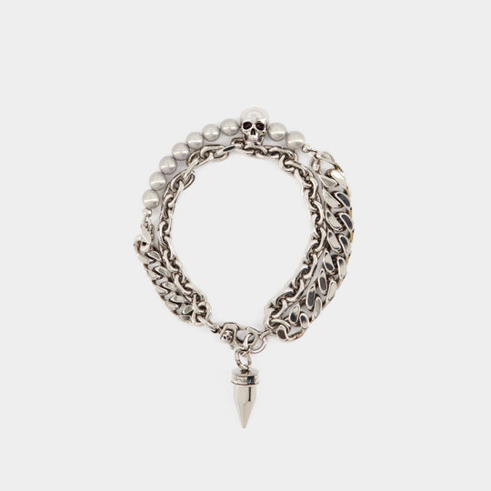 Skl & Pearl Bracelet - Alexander McQueen - Metal - Metallic