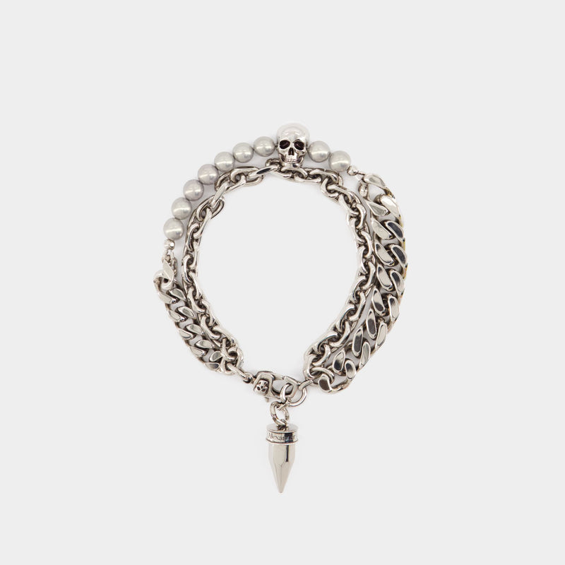 Skl & Pearl Bracelet - Alexander McQueen - Metal - Metallic