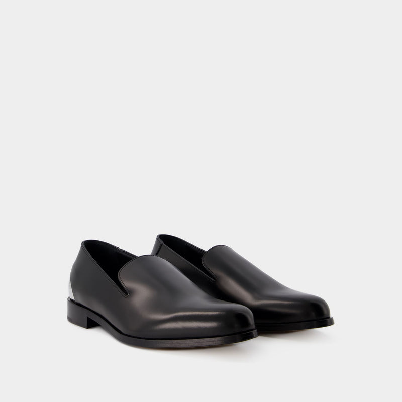 Metal Heel Loafers - Alexander McQueen - Leather - Black/Silver