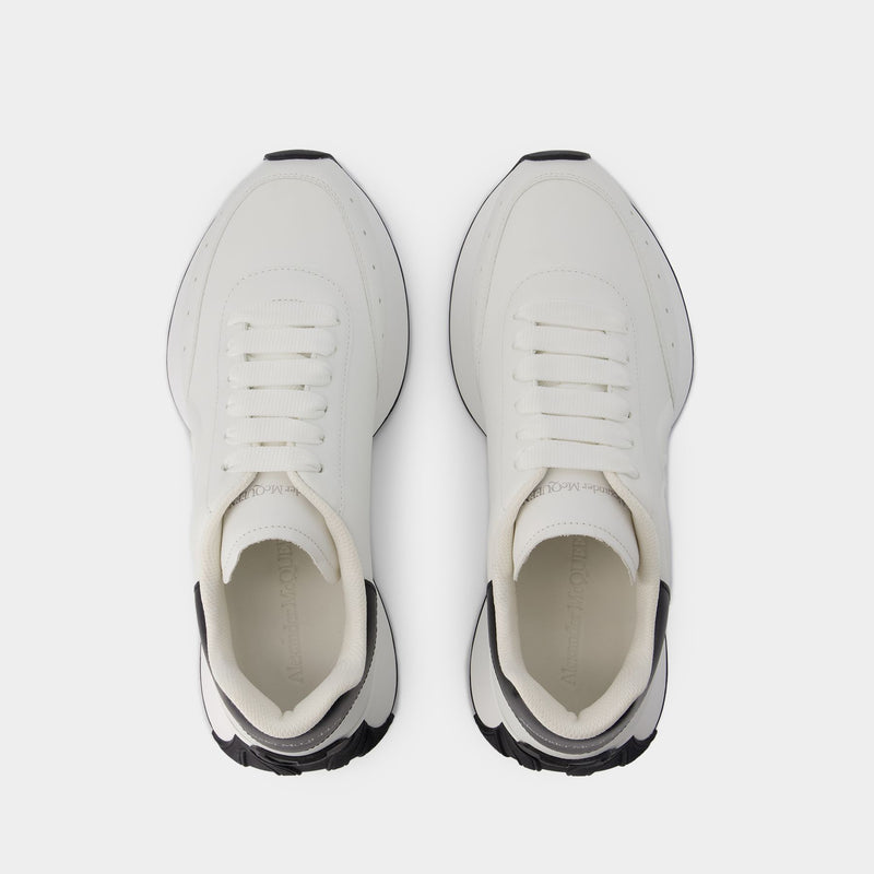Sprint Runner Sneakers - Alexander McQueen - Leather - White/Black
