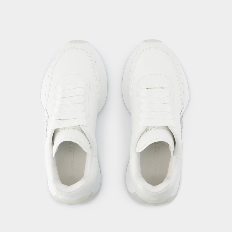 Sprint Runner Sneakers - Alexander McQueen - Leather - White/Silver