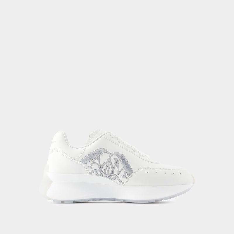 Sprint Runner Sneakers - Alexander McQueen - Leather - White/Silver