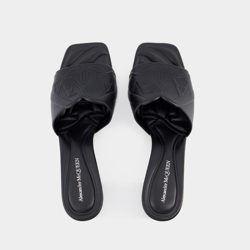 Seal Heeled Sandals - Alexander McQueen - Leather - Black