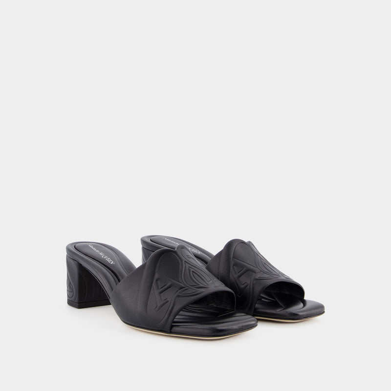 Seal Heeled Sandals - Alexander McQueen - Leather - Black