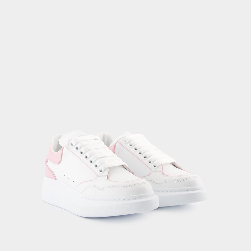 Oversized Hybrid Sneakers - Alexander McQueen - Leather - White/Pink