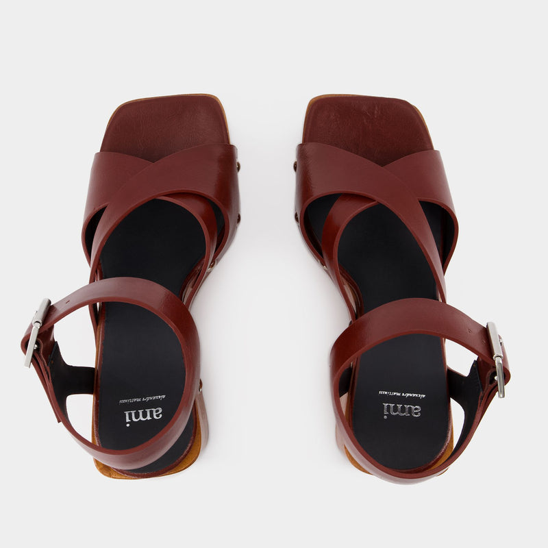 Strappy Sandals - Ami Paris - Cognac - Leather
