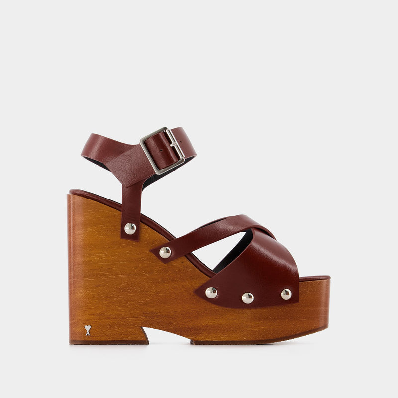 Strappy Sandals - Ami Paris - Cognac - Leather