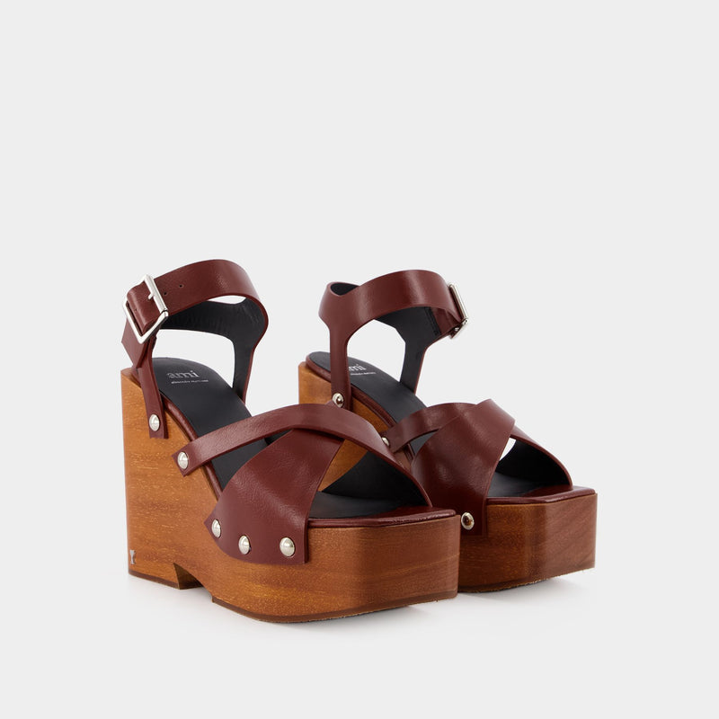 Strappy Sandals - Ami Paris - Cognac - Leather