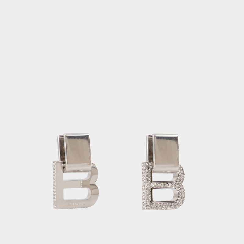 BALENCIAGA バレンシアガ Hourglass クリスタル イヤリング ロゴ Hourglass P Earring - Balenciaga - Silver/Crystal