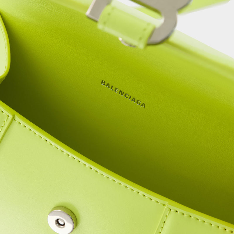 Balenciaga Lime Smooth Leather Hourglass Xs Top Handle Bag