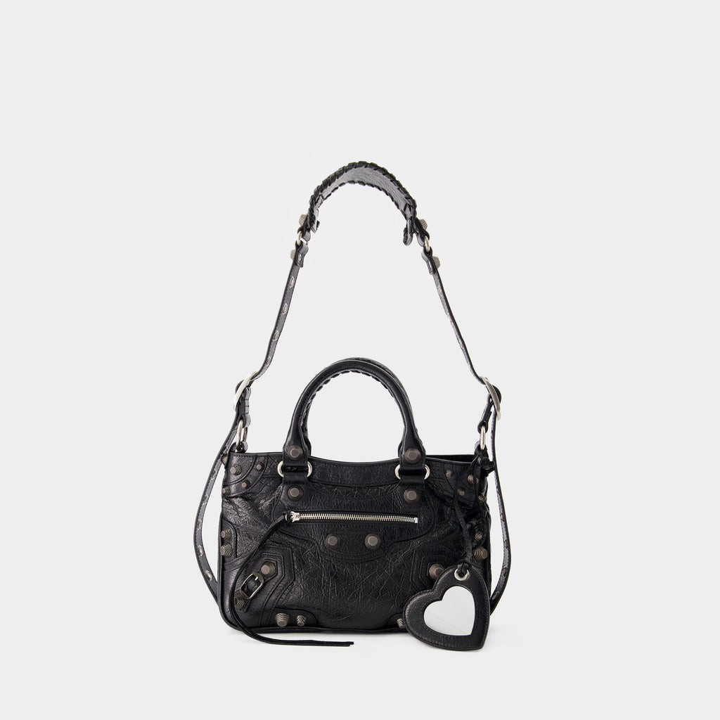 【関税&送料込】Balenciaga Nero Pelle Di Vitello Grana Lisci logo-plaque zipped make up bag Nero - 'Le Cagole' shoulder