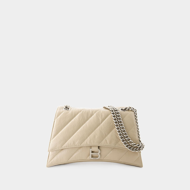 Crush Chain Hobo Bag - Balenciaga - Leather - Taupe