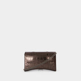 Hourglass Wallet on chain - Balenciaga - Leather - Dark Bronze
