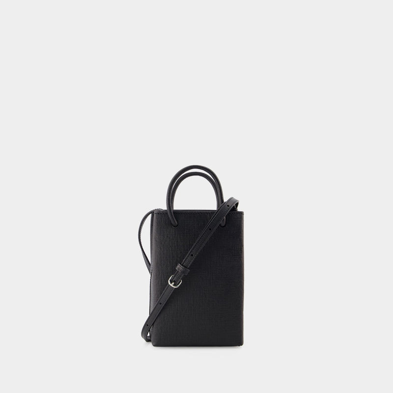 Balenciaga Shopping Phone Holder Bag Black
