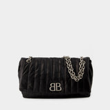 Monaco Hobo Bag M - Balenciaga - Quilted Leather  - Black