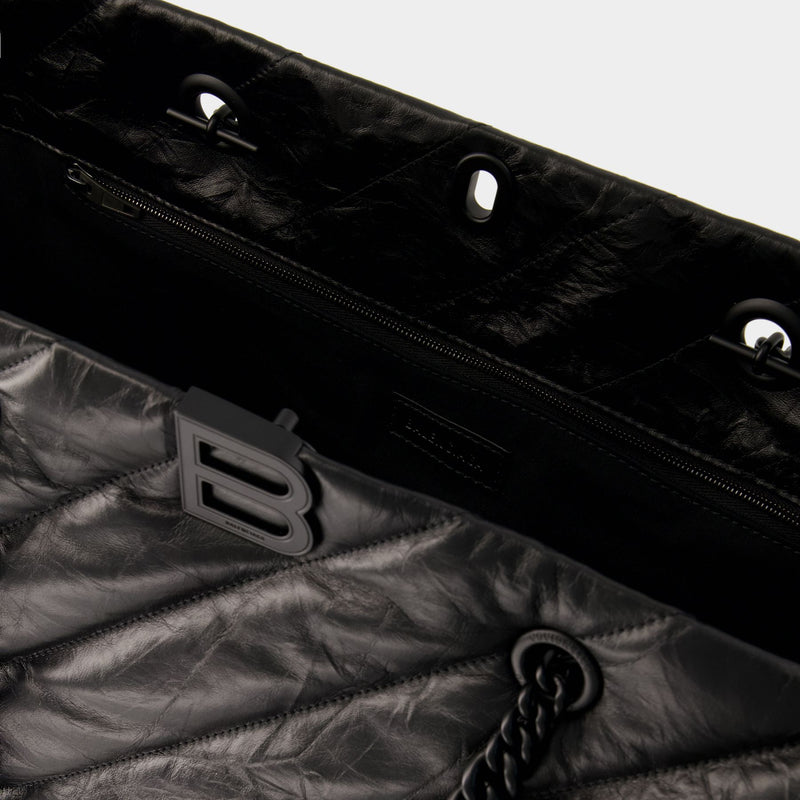 【関税＆送料込み】Balenciaga Crush Carry All L Shopper Bag Crush Carry All L Shopper Bag - Balenciaga - Leather - Black