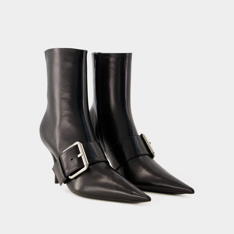 Knife Belt M80 Ankle Boots - Balenciaga - Leather - Black/Silver