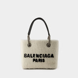 Duty Free S Shopper Bag - Balenciaga - Fake Fur - Beige