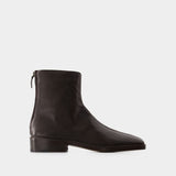 Piped Zipped Ankle Boots - Lemaire - Leather - Mushroom