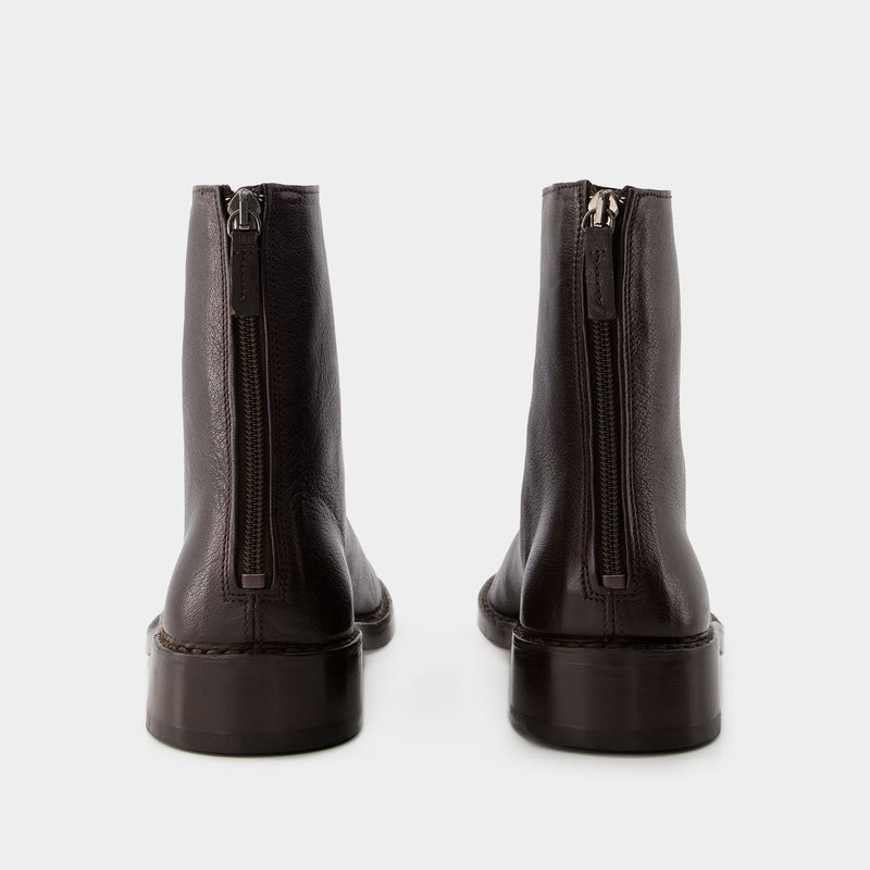 Piped Zipped Boots - Lemaire - Leather - Mushroom