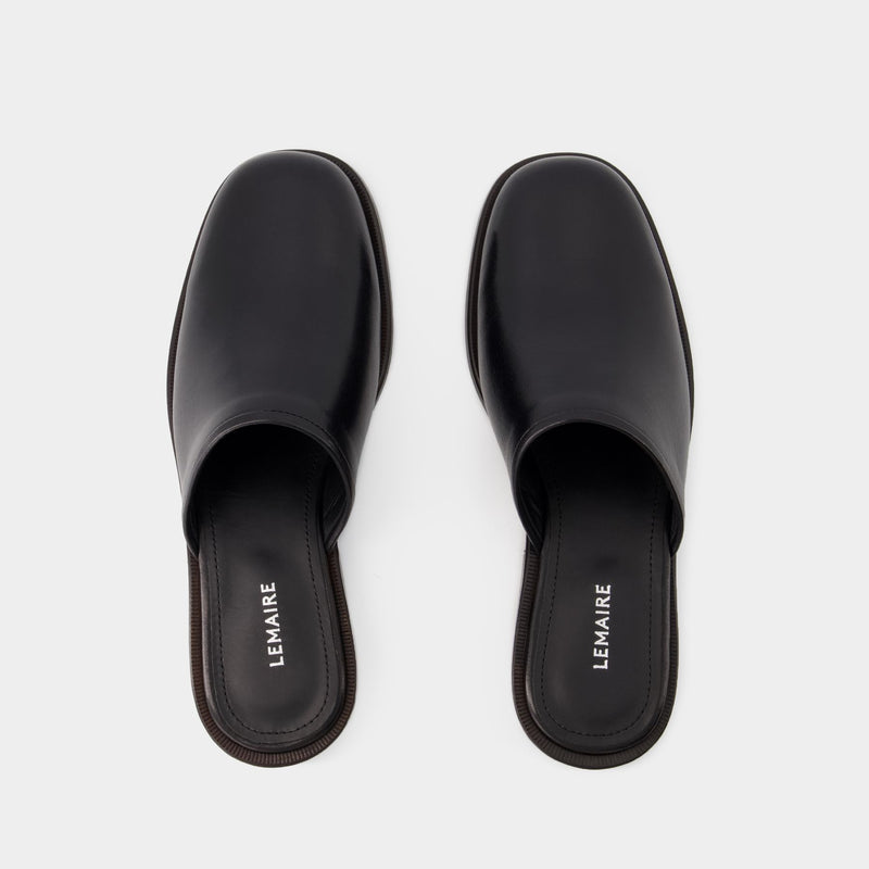 Square Mules - Lemaire - Leather - Black
